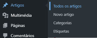 Wordpress menu de artigos